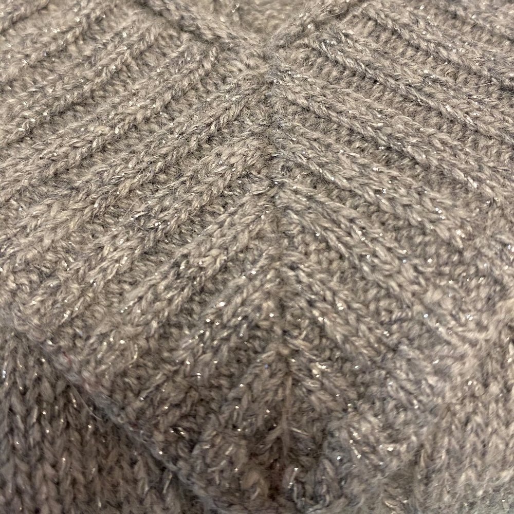 LOFT Grey Sparkly Cableknit V-neck Sweater - Picture 6 of 8